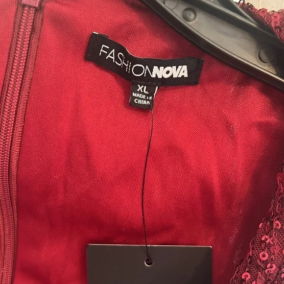 FASHION NOVA Burgundy Sequin Mini Dress - Picture 15 of 17